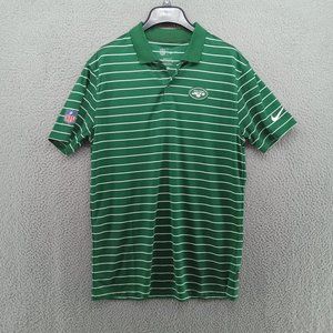 NY Jets Shirt Mens Small Green Striped NFL On Field‎ Apparel Nike Dri-Fit Patch